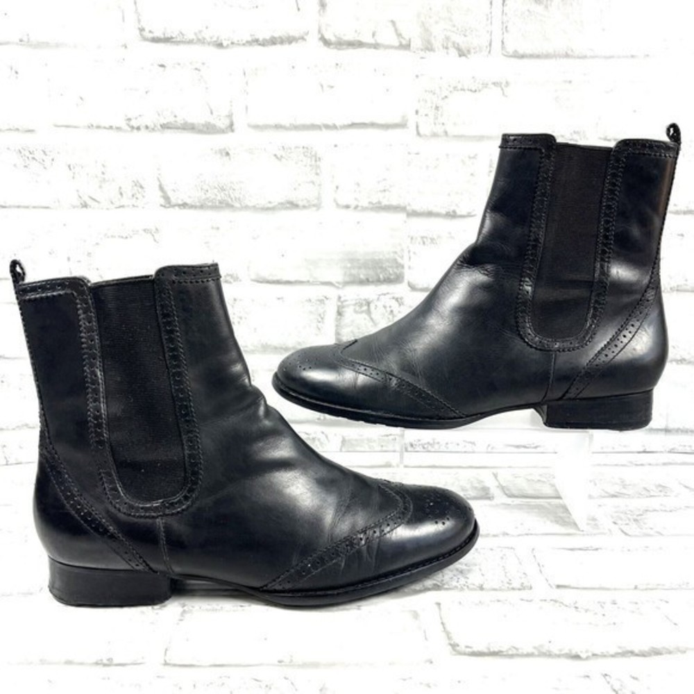 Lauren Ralph Lauren Women’s Size 9 M Black Leather Wingtip Chelsea Boot